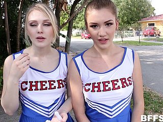 Comely cheerleading foursome with Cool Tryouts