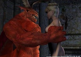 الرسوم المتحركة 3D: الأحمر شيطان الملاعين أشقر فاتنة